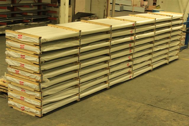 Stacks of 4.2 inch corrugated metal
