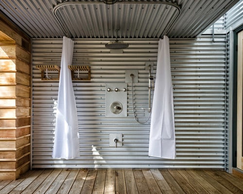 Corrugated Metal Outside Shower