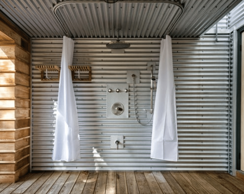 corrugated metal outdoor shower
